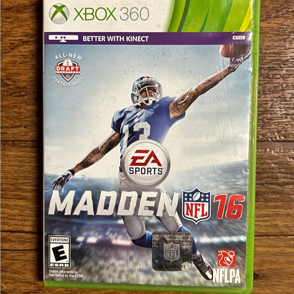 Madden 16 Microsoft Xbox 360 Kinect NFL Football Video Game NFLPA EA Sports